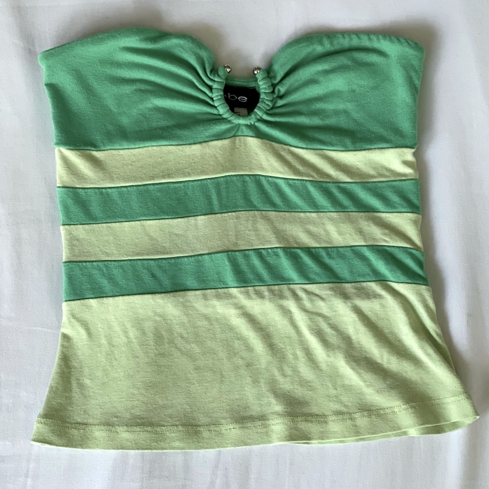 green striped tube top